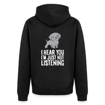 Weimaraner Hund als Haustier Ich höre dich, ich - Unisex Premium Bio Zip Hoodie - Schwarz - Hinten - Nico (187cm)