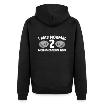 Weimaraner Tierhalter Ich war vor 2 Weimaranern - Unisex Premium Bio Zip Hoodie - Schwarz - Hinten - Nico (187cm)