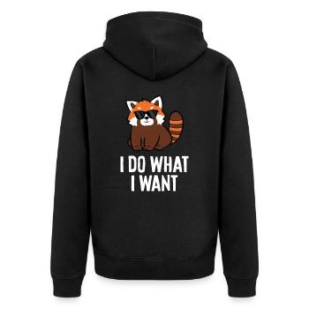 Roter Panda Ich mache, was ich will Lustiger - Unisex Premium Bio Zip Hoodie - Schwarz - Hinten - Nico (187cm)