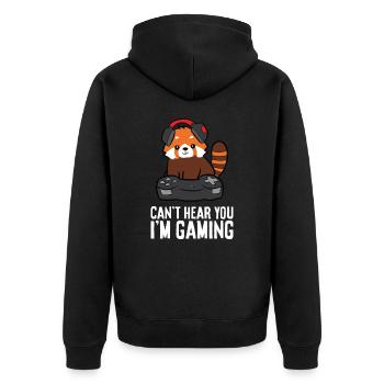 Red Panda Gaming Can't Hear You I'm Gaming Red - Unisex Premium Organic Zip Hoodie - black - Back - Nico (187cm)