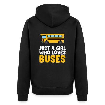 Juste une fille qui aime les bus - Veste à capuche bio Premium Unisexe - noir - Dos - Nico (187cm)