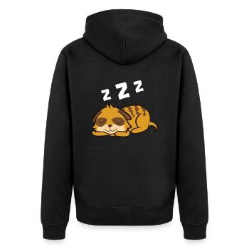 Meerkat Tired Meerkat Pajama Sleeping Meerkat - Unisex Premium Organic Zip Hoodie - black - Back - Nico (187cm)