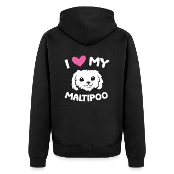 J’aime mon chien Maltipoo - Veste à capuche bio Premium Unisexe - noir - Dos - Nico (187cm)