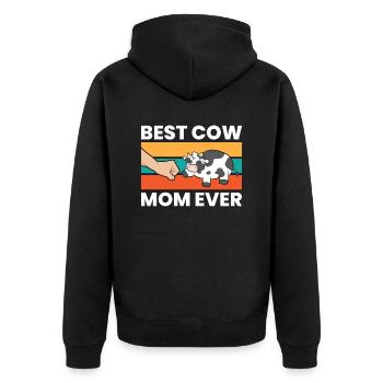 Best Cow Mom Ever Funny Cow Farmer Mom - Unisex Premium Organic Zip Hoodie - black - Back - Nico (187cm)