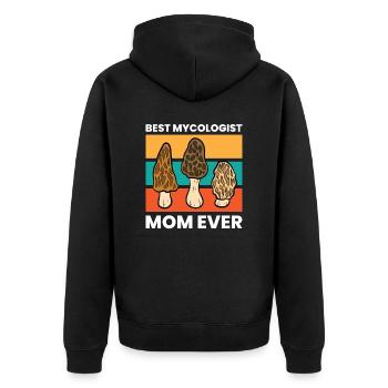 Pilzsuchende Mutter Beste Mykologen-Mutter aller - Unisex Premium Bio Zip Hoodie - Schwarz - Hinten - Nico (187cm)