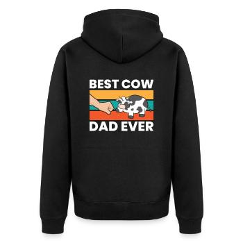Best Cow Dad Ever Funny Cow Farmer Dad - Unisex Premium Organic Zip Hoodie - black - Back - Nico (187cm)