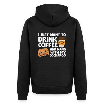 Ich will nur Kaffee trinken und mit meinem Kakadu - Unisex Premium Bio Zip Hoodie - Schwarz - Hinten - Nico (187cm)