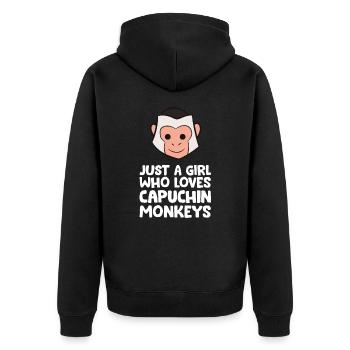 Juste une fille qui aime les singes capucins - Veste à capuche bio Premium Unisexe - noir - Dos - Nico (187cm)