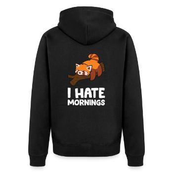 Tired Red Panda I Hate Mornings Funny Red Panda - Unisex Premium Organic Zip Hoodie - black - Back - Nico (187cm)