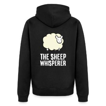 Schafliebhaber Schafzüchter Der Schafsflüsterer - Unisex Premium Bio Zip Hoodie - Schwarz - Hinten - Nico (187cm)