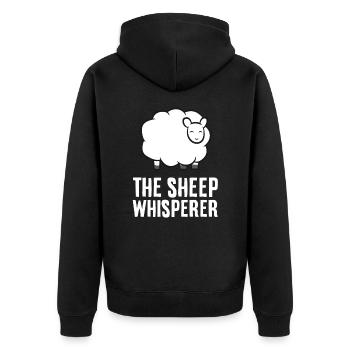 Schafzüchter Tierschäfer Der Schafsflüsterer - Unisex Premium Bio Zip Hoodie - Schwarz - Hinten - Nico (187cm)