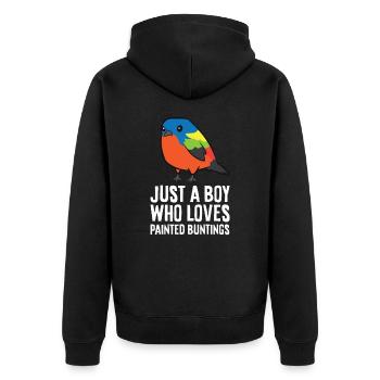 Nur ein Junge, der gemalte Sprossen liebt - Unisex Premium Bio Zip Hoodie - Schwarz - Hinten - Nico (187cm)