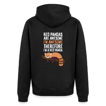 Rote Pandas sind toll Ich bin toll, also bin ich - Unisex Premium Bio Zip Hoodie - Schwarz - Hinten - Nico (187cm)