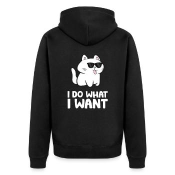 Je fais ce que je veux Kawaii chat - Veste à capuche bio Premium Unisexe - noir - Dos - Nico (187cm)