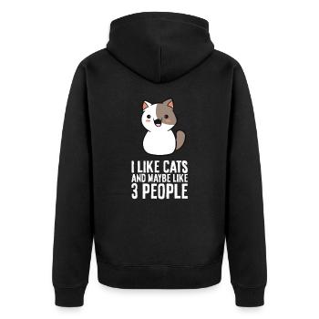 I Like Cats And Maybe Like 3 People Funny Cat - Unisex Premium Organic Zip Hoodie - black - Back - Nico (187cm)