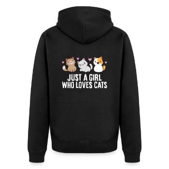 Juste une fille qui aime les chats - Veste à capuche bio Premium Unisexe - noir - Dos - Nico (187cm)