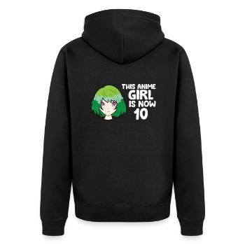 Dieses Anime Mädchen ist jetzt 10 Jahre alt Anime - Unisex Premium Bio Zip Hoodie - Schwarz - Hinten - Nico (187cm)