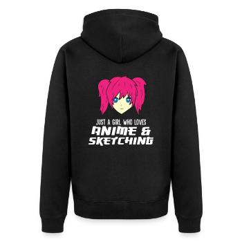 Just a Girl Who Loves Anime And Sketching Funny - Unisex Premium Organic Zip Hoodie - black - Back - Nico (187cm)