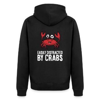 Crab Easily Distracted By Crabs - Unisex Premium Organic Zip Hoodie - black - Back - Nico (187cm)