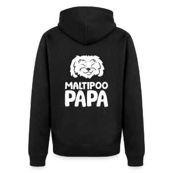 Maltipoo Hund Papa Maltipoo Papa - Unisex Premium Bio Zip Hoodie - Schwarz - Hinten - Nico (187cm)
