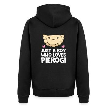 Just a Boy Who Loves Pierogi - Unisex Premium Organic Zip Hoodie - black - Back - Nico (187cm)