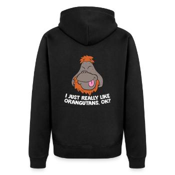 I Just Really Like Orangutans Ok Ape Cute - Unisex Premium Organic Zip Hoodie - black - Back - Nico (187cm)