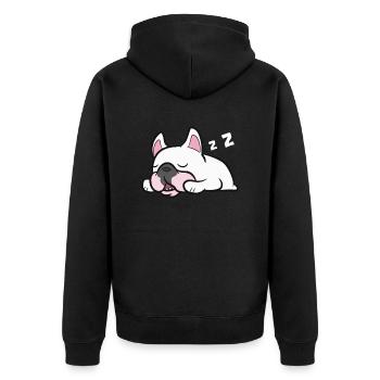 French Bulldog Puppy Sleeping Tired French Bulldog - Unisex Premium Organic Zip Hoodie - black - Back - Nico (187cm)