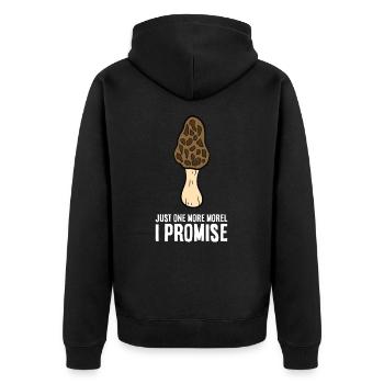 Morchelpilz-Pflücker Nur noch ein Morchelpilz, - Unisex Premium Bio Zip Hoodie - Schwarz - Hinten - Nico (187cm)