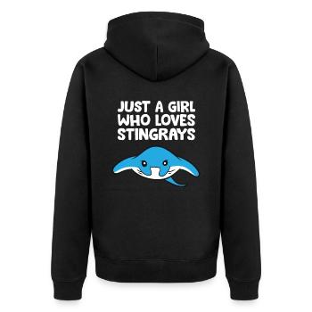 Just a Girl Who Loves Stingrays - Unisex Premium Organic Zip Hoodie - black - Back - Nico (187cm)