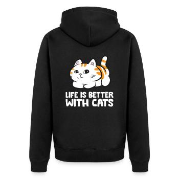 Drôles de chats amants chatons mignons qui - Veste à capuche bio Premium Unisexe - noir - Dos - Nico (187cm)