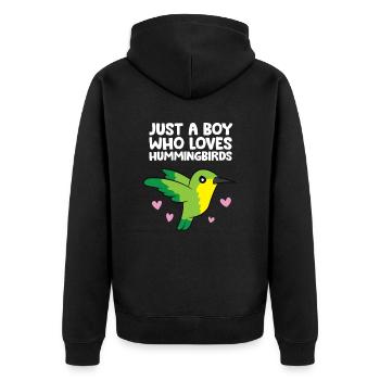 Juste un garçon qui aime les colibris - Veste à capuche bio Premium Unisexe - noir - Dos - Nico (187cm)