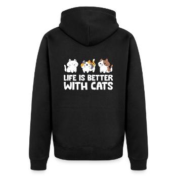 Lustige Katzenliebhaber Niedliche Kätzchen Das - Unisex Premium Bio Zip Hoodie - Schwarz - Hinten - Nico (187cm)