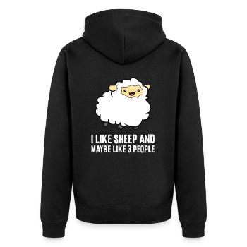 I Like Sheep And Maybe Like 3 People Farmer Cute - Unisex Premium Organic Zip Hoodie - black - Back - Nico (187cm)