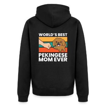 World's Best Pekingese Mom Pekingese Dog Mama - Unisex Premium Organic Zip Hoodie - black - Back - Nico (187cm)