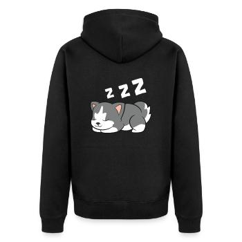 Dormant Husky Dog Husky Pajama Mignon Sibérien - Veste à capuche bio Premium Unisexe - noir - Dos - Nico (187cm)