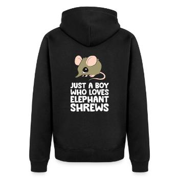 Just a Boy Who Loves Elephant Shrews - Unisex Premium Organic Zip Hoodie - black - Back - Nico (187cm)