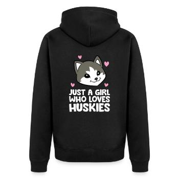 Siberian Husky Dog Just a Girl Who Loves Huskies - Unisex Premium Bio Zip Hoodie - Schwarz - Hinten - Nico (187cm)