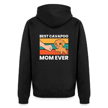 Cavapoo Dog Mama Cavoodle Best Cavapoo Mom Ever - Unisex Premium Organic Zip Hoodie - black - Back - Nico (187cm)