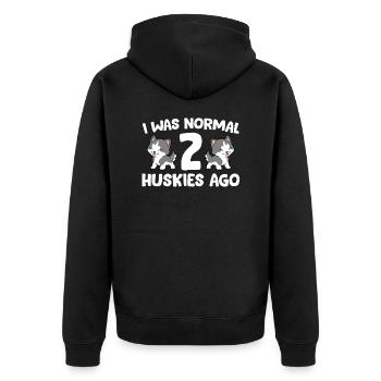 I Was Normal 2 Huskies Ago Siberian Husky Dog - Unisex Premium Bio Zip Hoodie - Schwarz - Hinten - Nico (187cm)