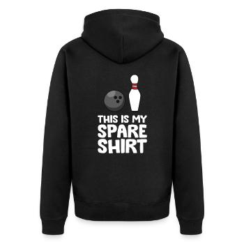 Lustiges Bowling Das ist mein Ersatz - Unisex Premium Bio Zip Hoodie - Schwarz - Hinten - Nico (187cm)