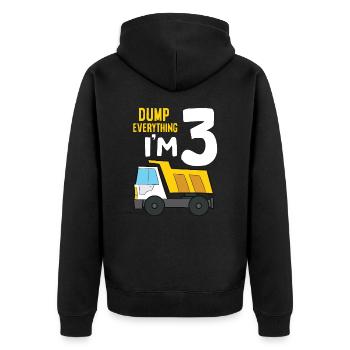 Dump Everything I'm 3 Birthday Construction 3rd - Unisex Premium Bio Zip Hoodie - Schwarz - Hinten - Nico (187cm)