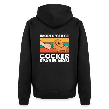 Funny Cocker Spaniel Lover Worlds Best Cocker - Unisex Premium Organic Zip Hoodie - black - Back - Nico (187cm)