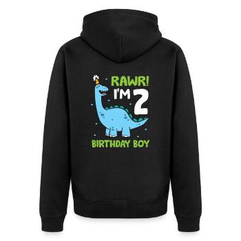 Rawr Je suis 2 Birthday Boy Dinosaurs - Veste à capuche bio Premium Unisexe - noir - Dos - Nico (187cm)
