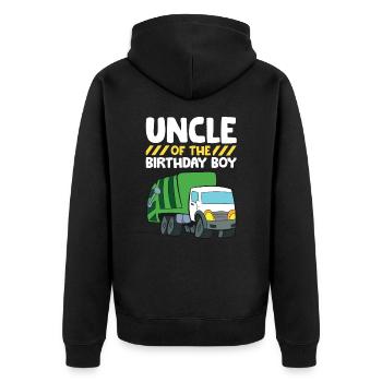 Oncle du camion à ordures du garçon d’anniversaire - Veste à capuche bio Premium Unisexe - noir - Dos - Nico (187cm)