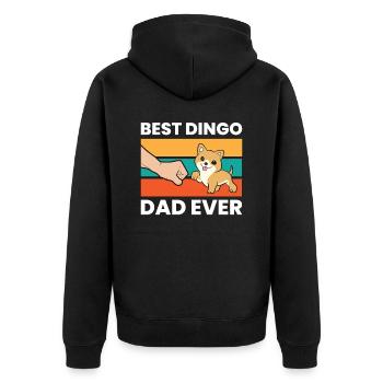 Australian Dingo Dog Papa Best Dingo Dad Ever - Unisex Premium Organic Zip Hoodie - black - Back - Nico (187cm)