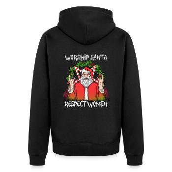 Adorer le Père Noël Respectez les femmes I Diable satanique - Veste à capuche bio Premium Unisexe - noir - Dos - Nico (187cm)