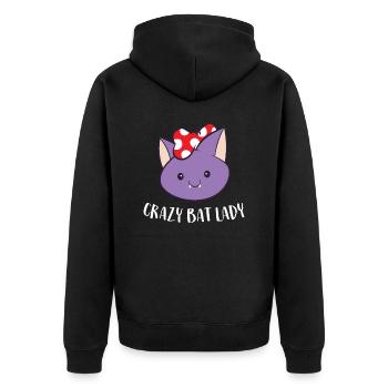 Verrückte Fledermaus-Dame - Unisex Premium Bio Zip Hoodie - Schwarz - Hinten - Nico (187cm)
