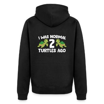 I Was Normal 2 Turtles Ago Funny Turtle Owner - Unisex Premium Organic Zip Hoodie - black - Back - Nico (187cm)