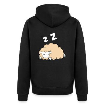 Funny Lamb Famer Lazy Sleeping Sheep - Unisex Premium Bio Zip Hoodie - Schwarz - Hinten - Nico (187cm)