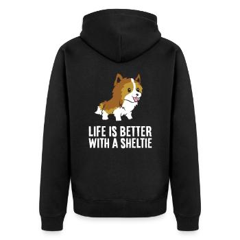 Life Is Better With A Sheltie Dog - Unisex Premium Organic Zip Hoodie - black - Back - Nico (187cm)